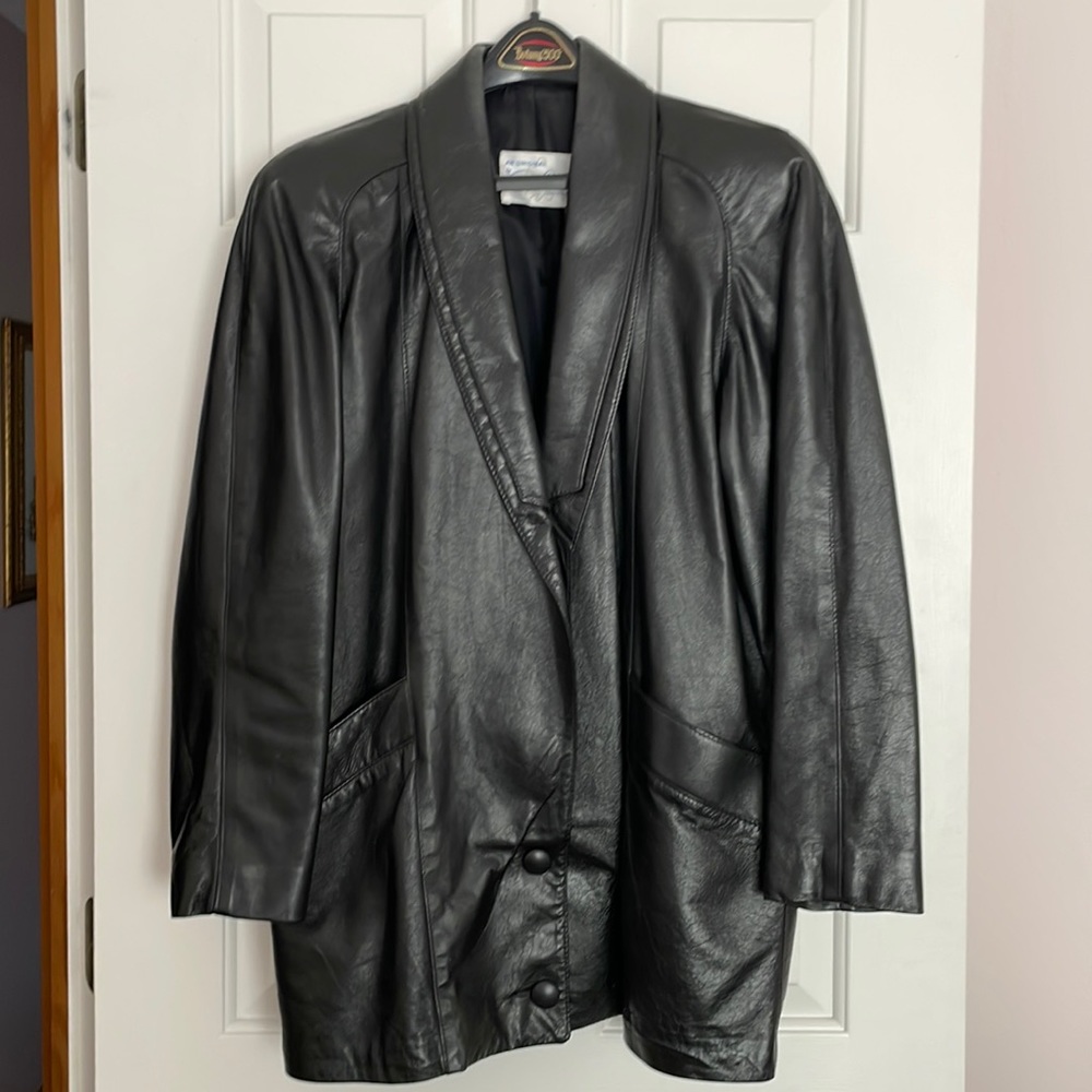 Women’s black leather Peter Caruso jacket